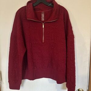 NWOT Lou & Grey  Cranberry Red
Pullover Sweatshirt Top with Gold Zipper| XXL